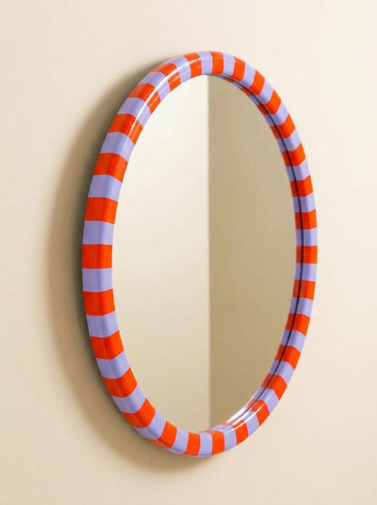 Striped round mirror