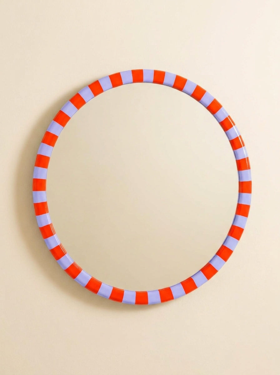 Striped round mirror